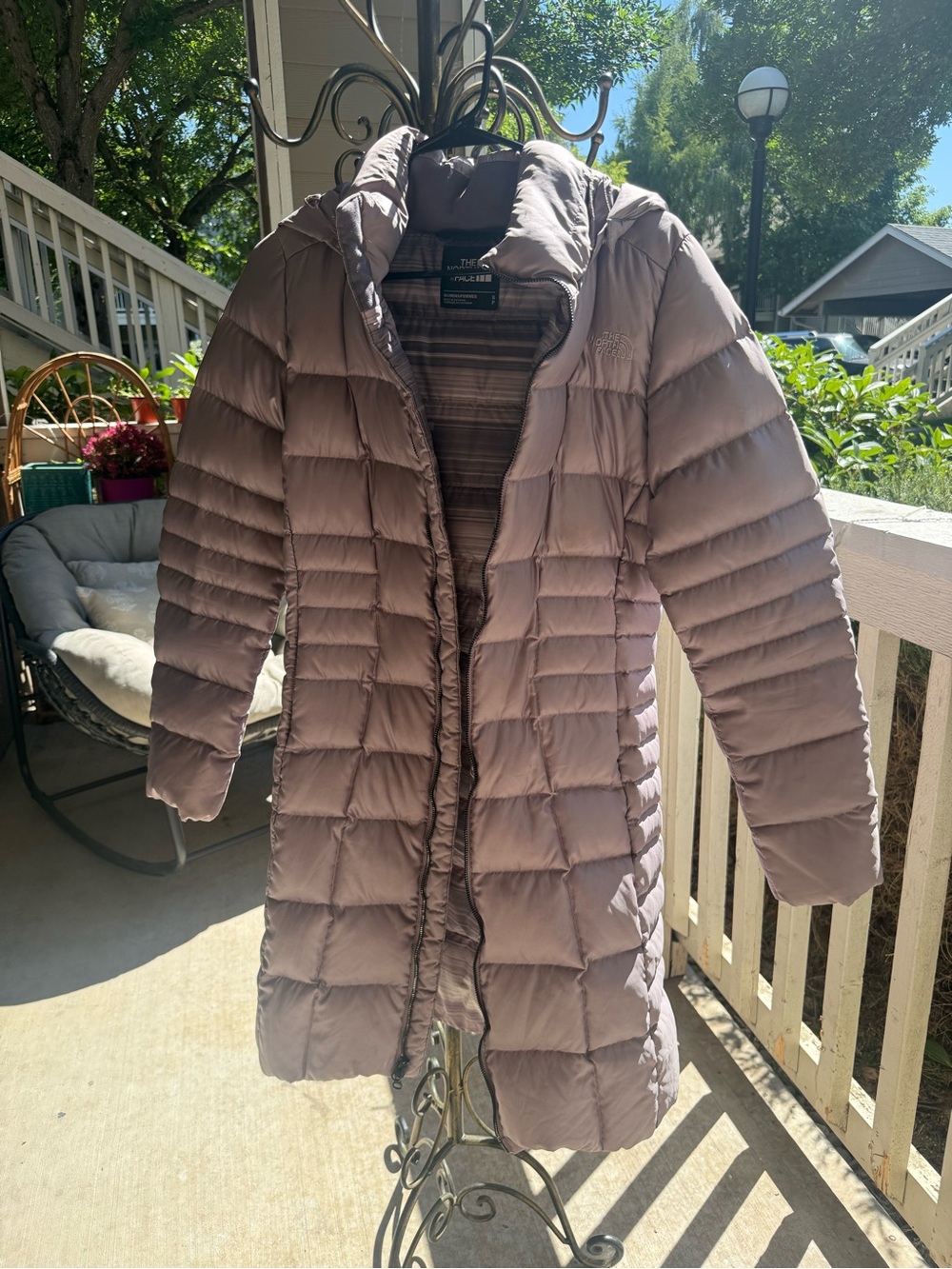 The North Face Women's Mauve Quilted Down Jacket with Hood